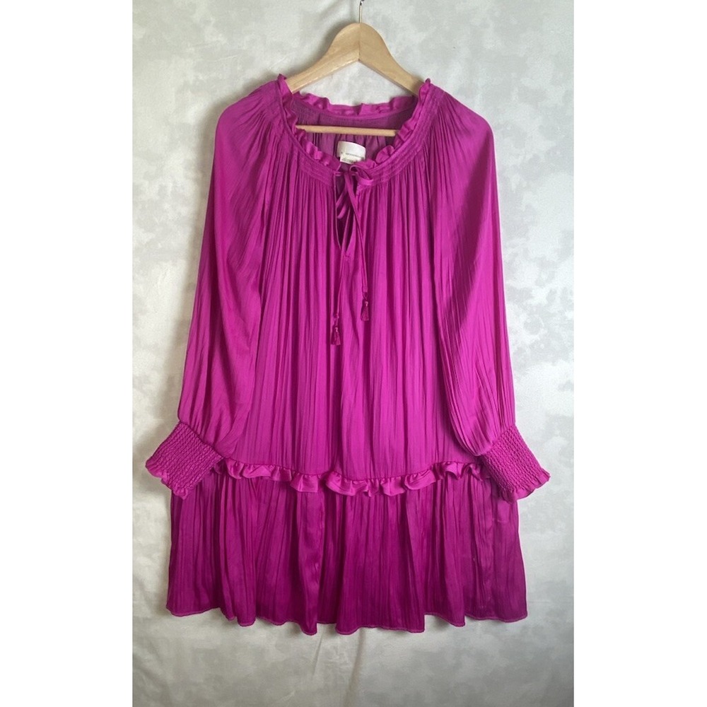 Anthropologie Tunic Dress Women's Size Small Giulia Fushia Pink Swing Dress Boho - Picture 2 of 7